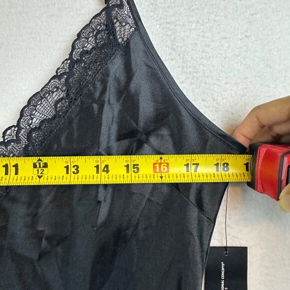 NWT INC International Concepts Black Slip Dress Size M Satin Fairy Whimsigoth - Picture 5 of 10